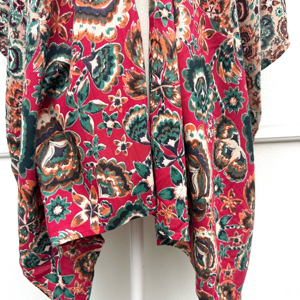 Angie Kimono Top Women S Open Front Multi Colorful Cover Up Boho Festival Artsy - Picture 4 of 12